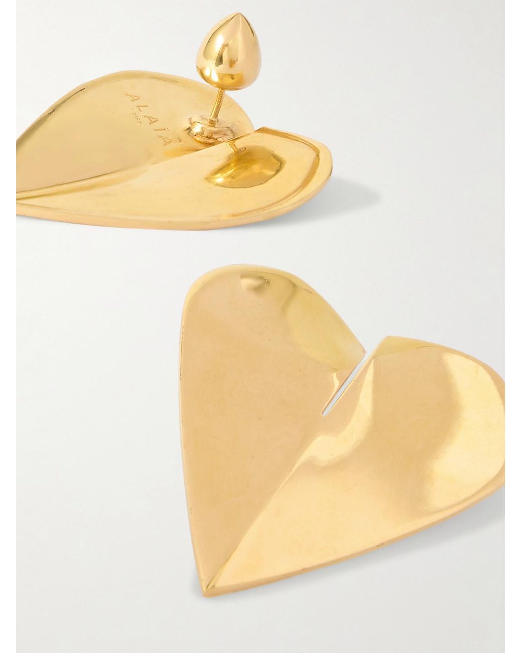 Alaïa Metallic Torn Heart Oversized-Tone Earrings