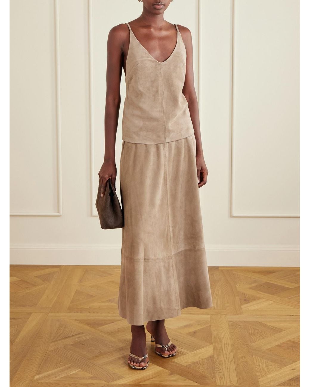 St. Agni Natural Tie-Detailed Suede Top