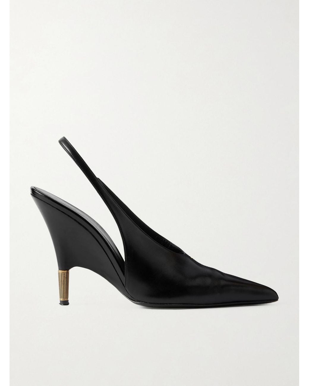 Khaite Black Bella Leather Slingback Pumps