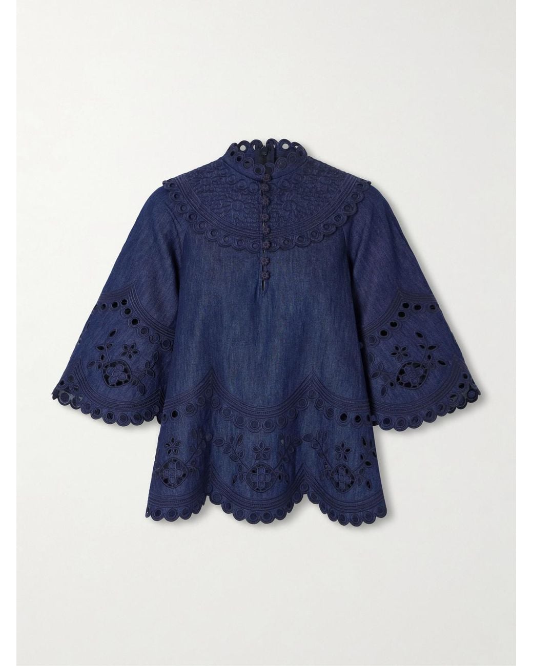 Zimmermann Blue Mahon Broderie Anglaise Denim Shirt