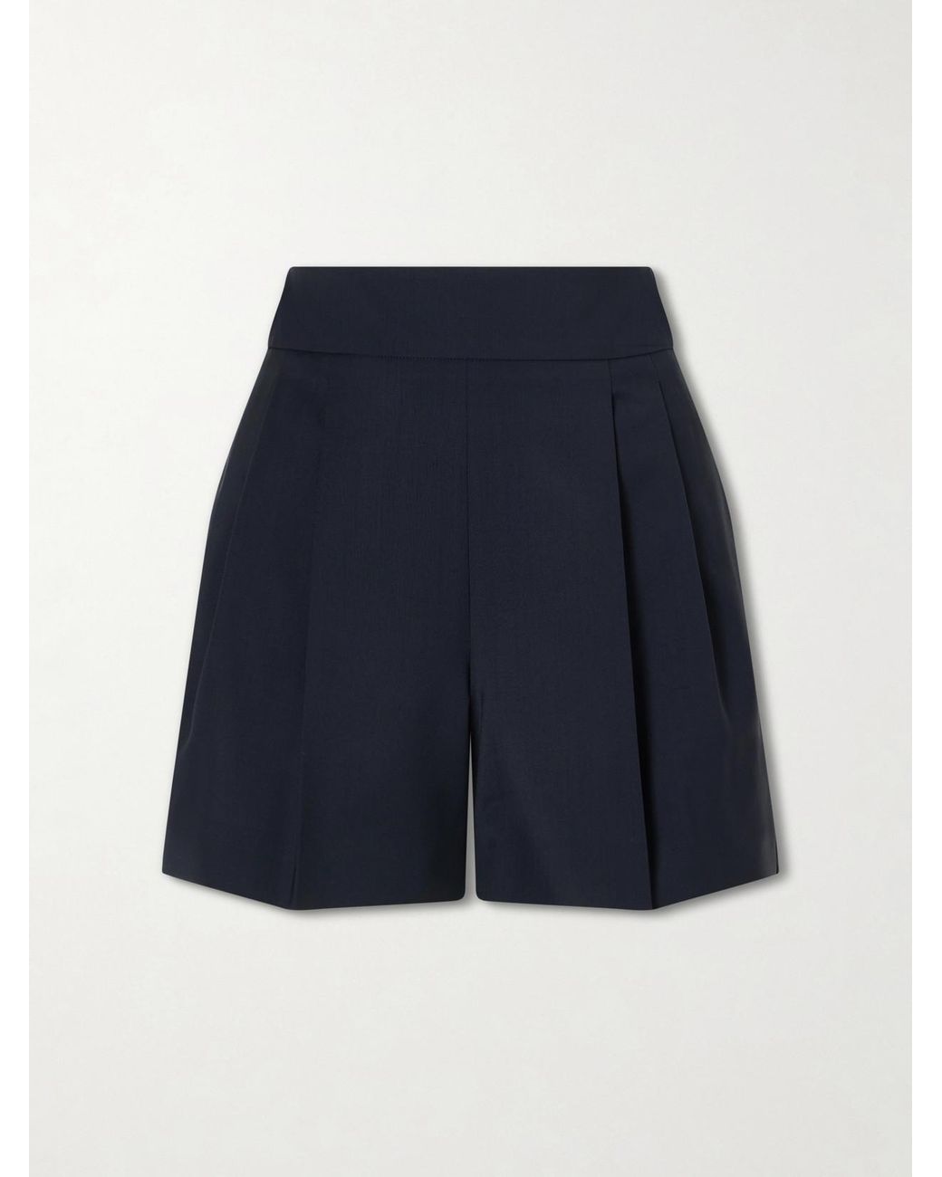Max Mara Blue Salute Pleated Wool Shorts