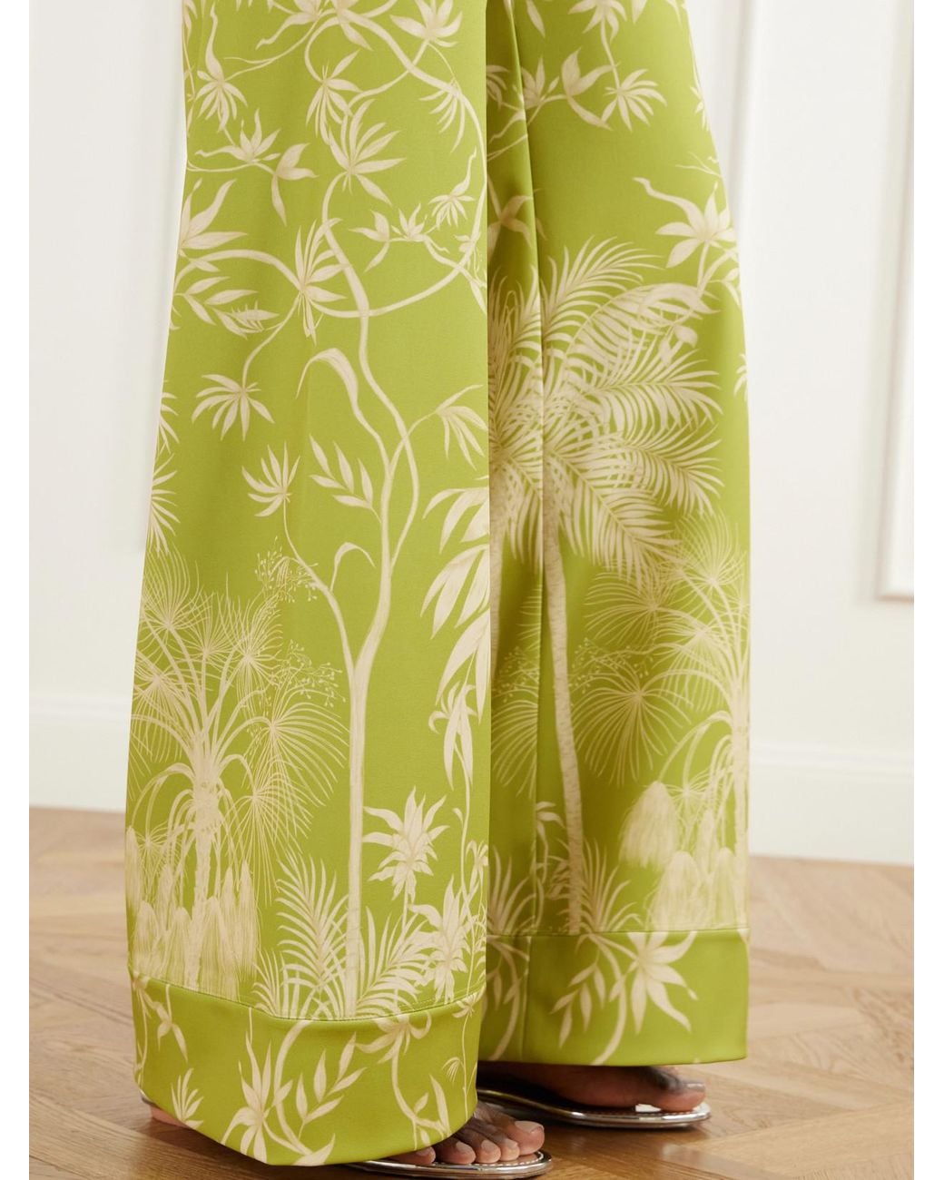 ANDRES OTALORA Yellow Con Ella Printed Satin Wide-Leg Pants