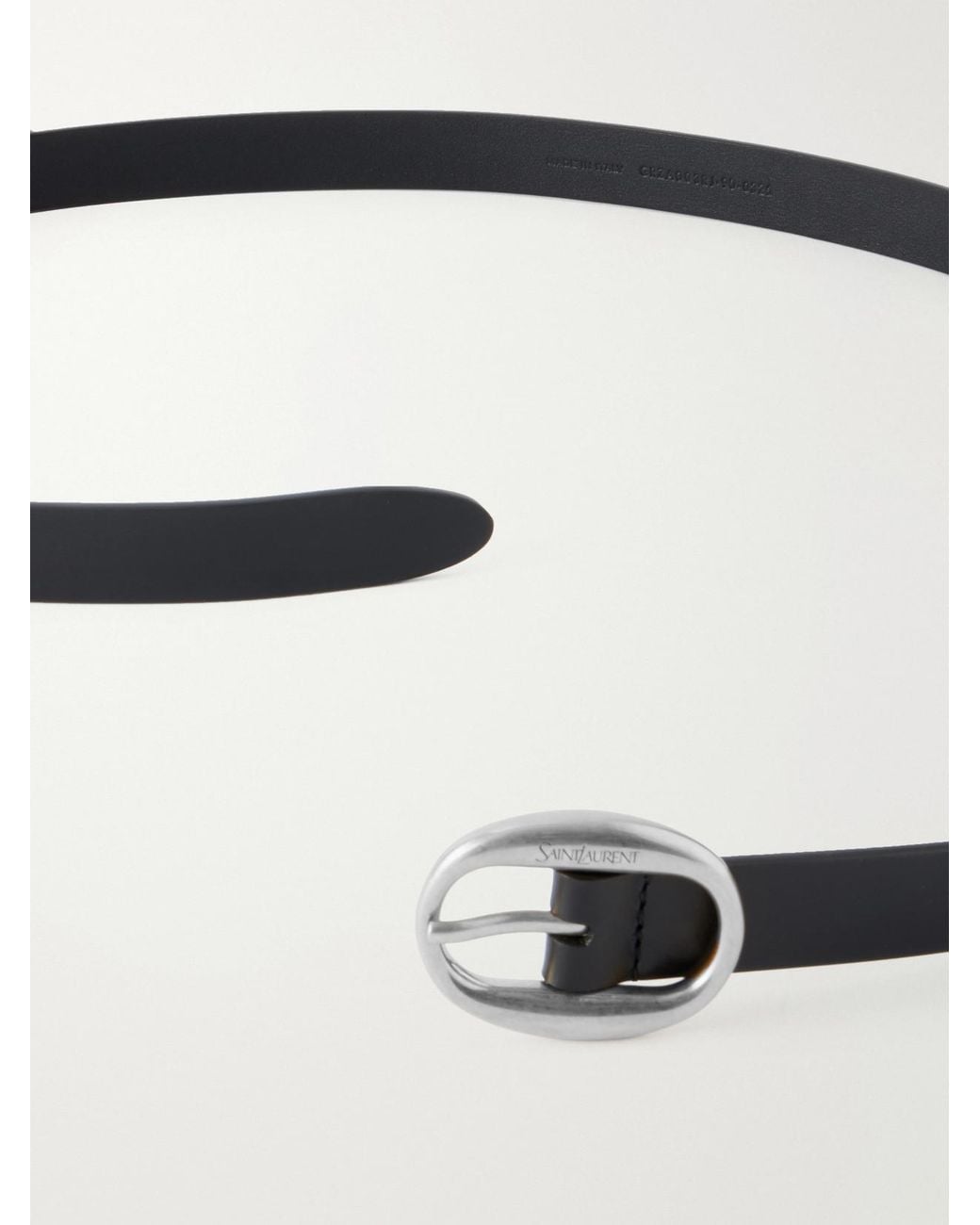 Saint Laurent Black Logo-Engraved Leather Belt