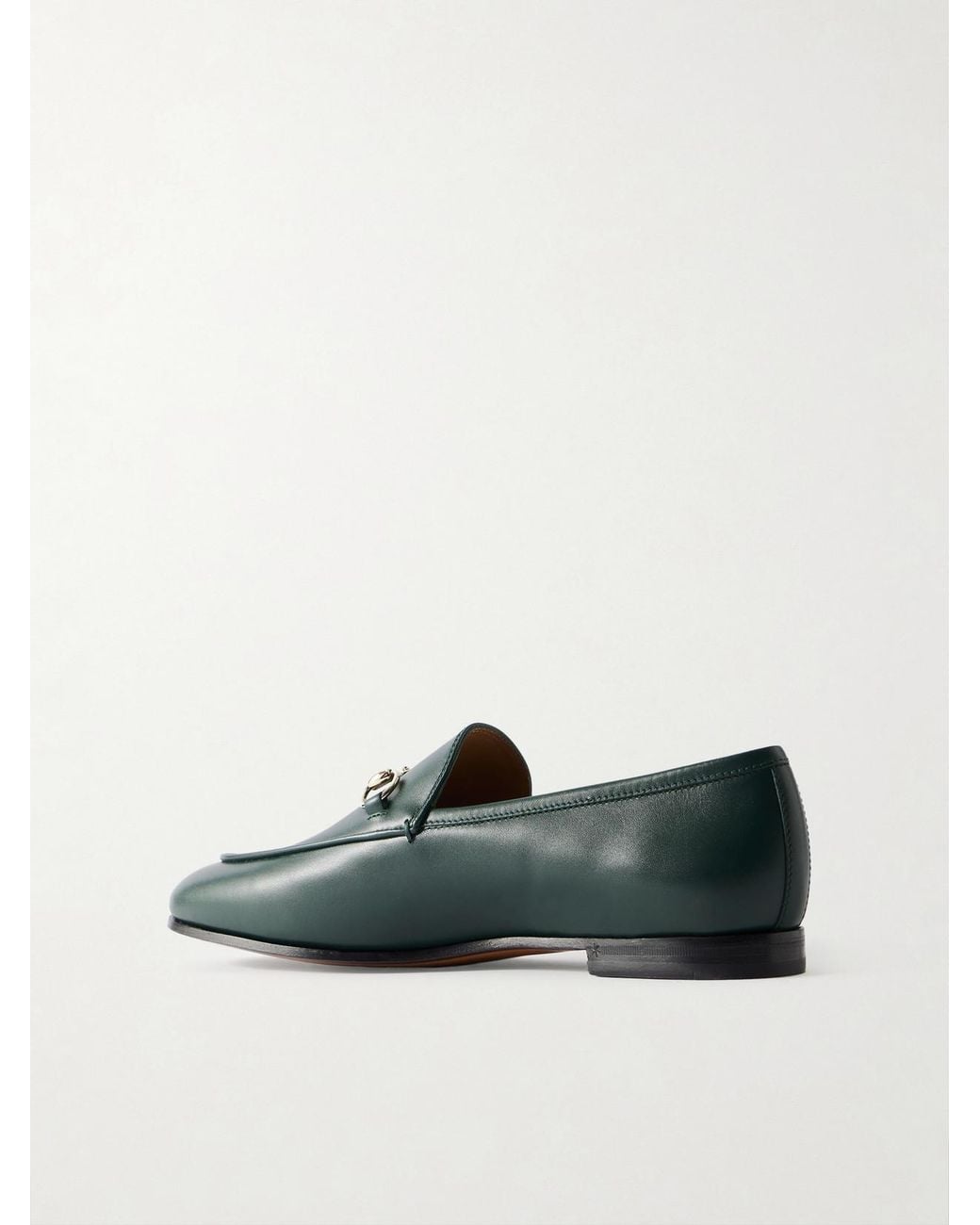 Gucci Green Jordaan Horsebit-Detailed Leather Loafers