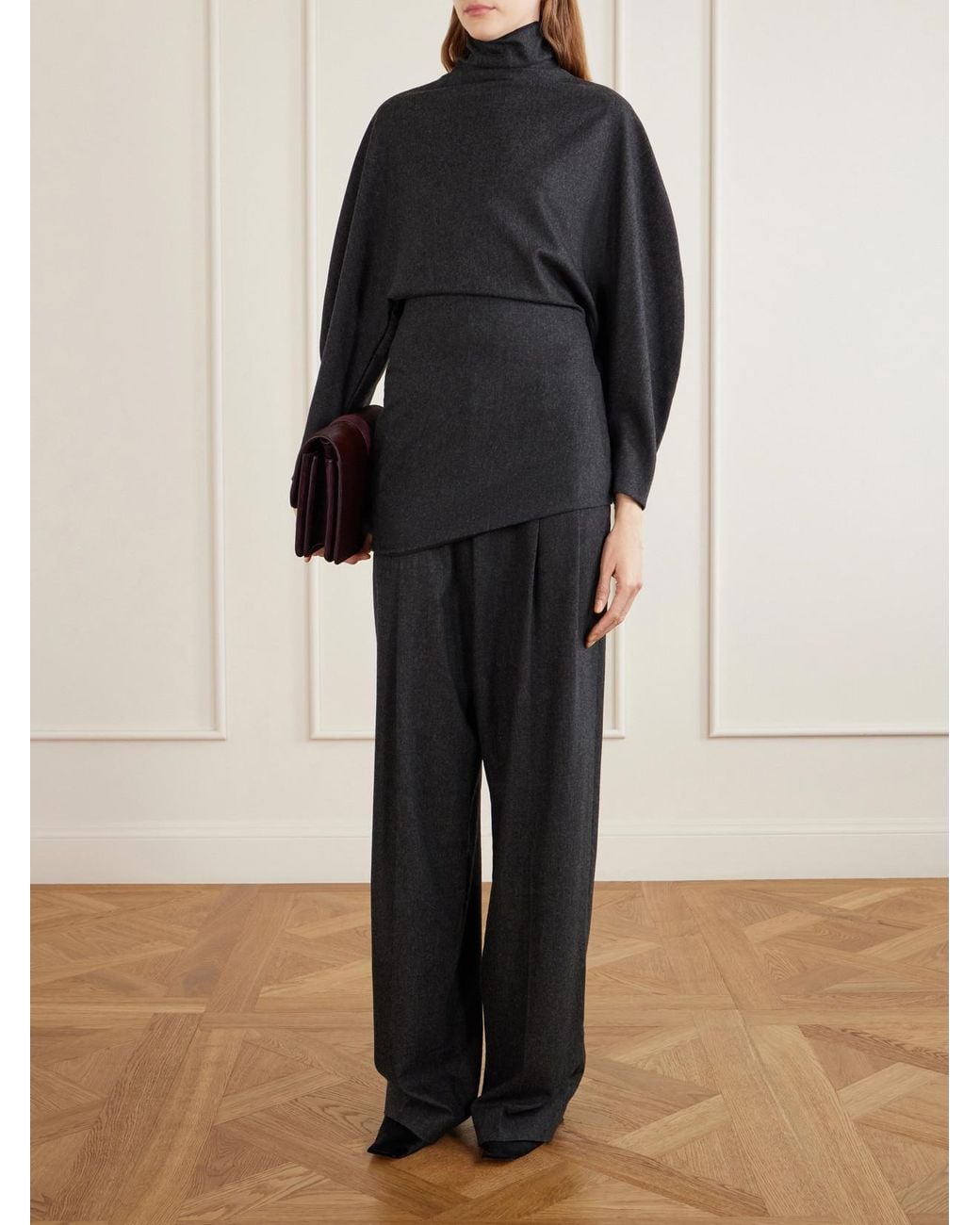 Khaite Blue Harlow Draped Wool And Cashmere-Blend Turtleneck Top