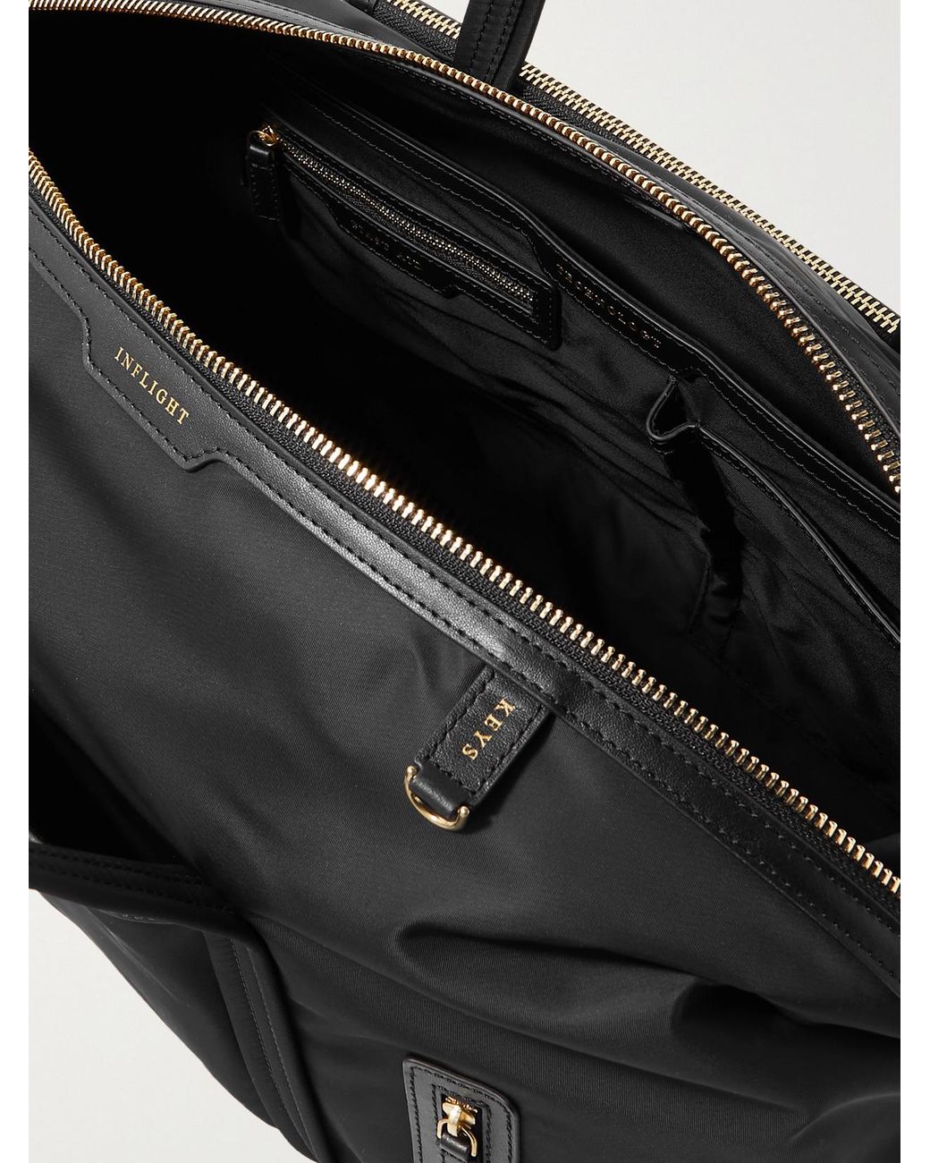 Anya Hindmarch Black Inflight Leather-Trimmed Econyl Weekend Bag