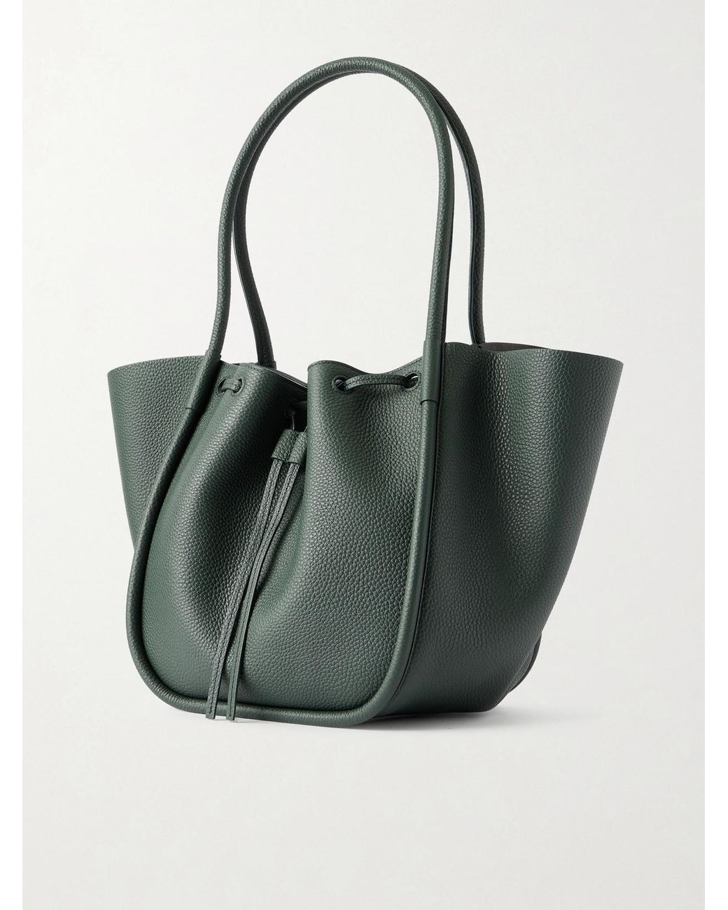 Proenza Schouler Black Large Ruched Textured-Leather Tote