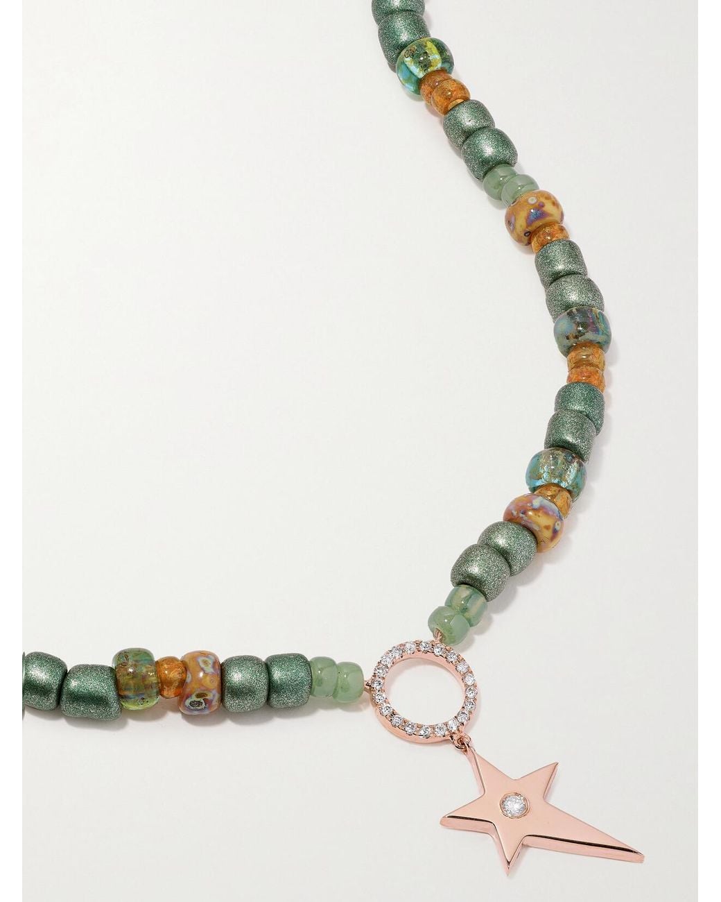 Diane Kordas Metallic 14-Karat Rose, Bead And Diamond Necklace