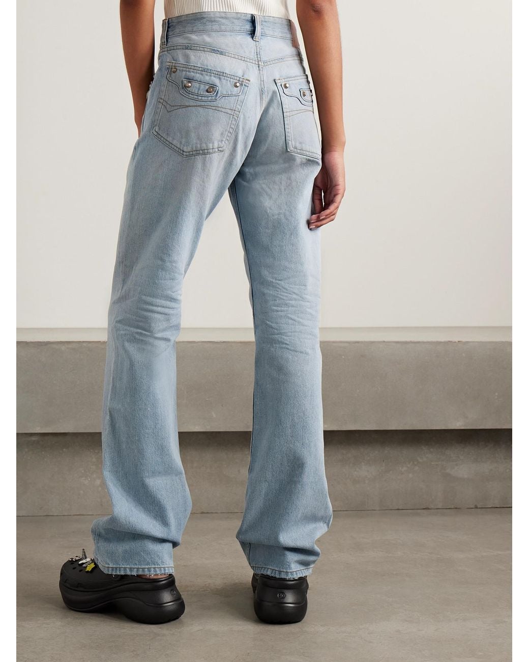 Balenciaga Blue City Studded High-Rise Straight-Leg Jeans