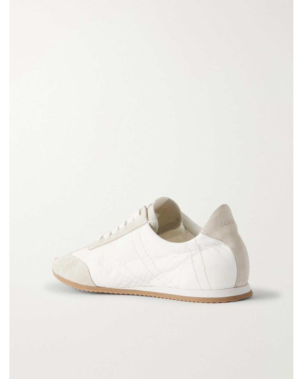 Totême White Flex Suede-Trimmed Shell Sneakers