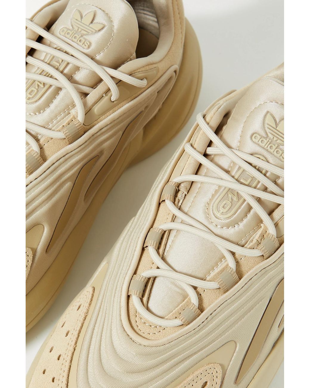 Adidas Originals Ozelia Rubber And Suede-Trimmed Neoprene Sneakers In  Natural | Lyst