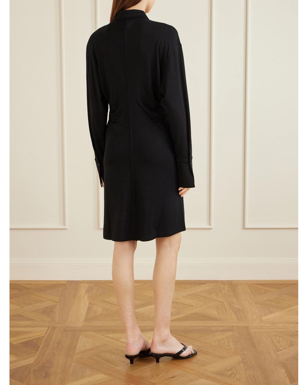 Totême Blue Slouch Draped Jersey Midi Dress