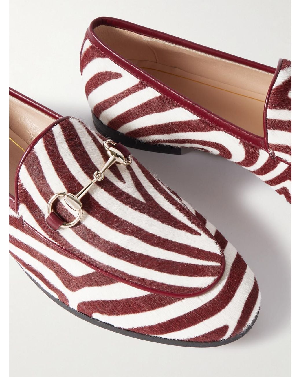 Gucci Jordaan Horsebit-Detailed Zebra-Print Calf Hair  display picture 1