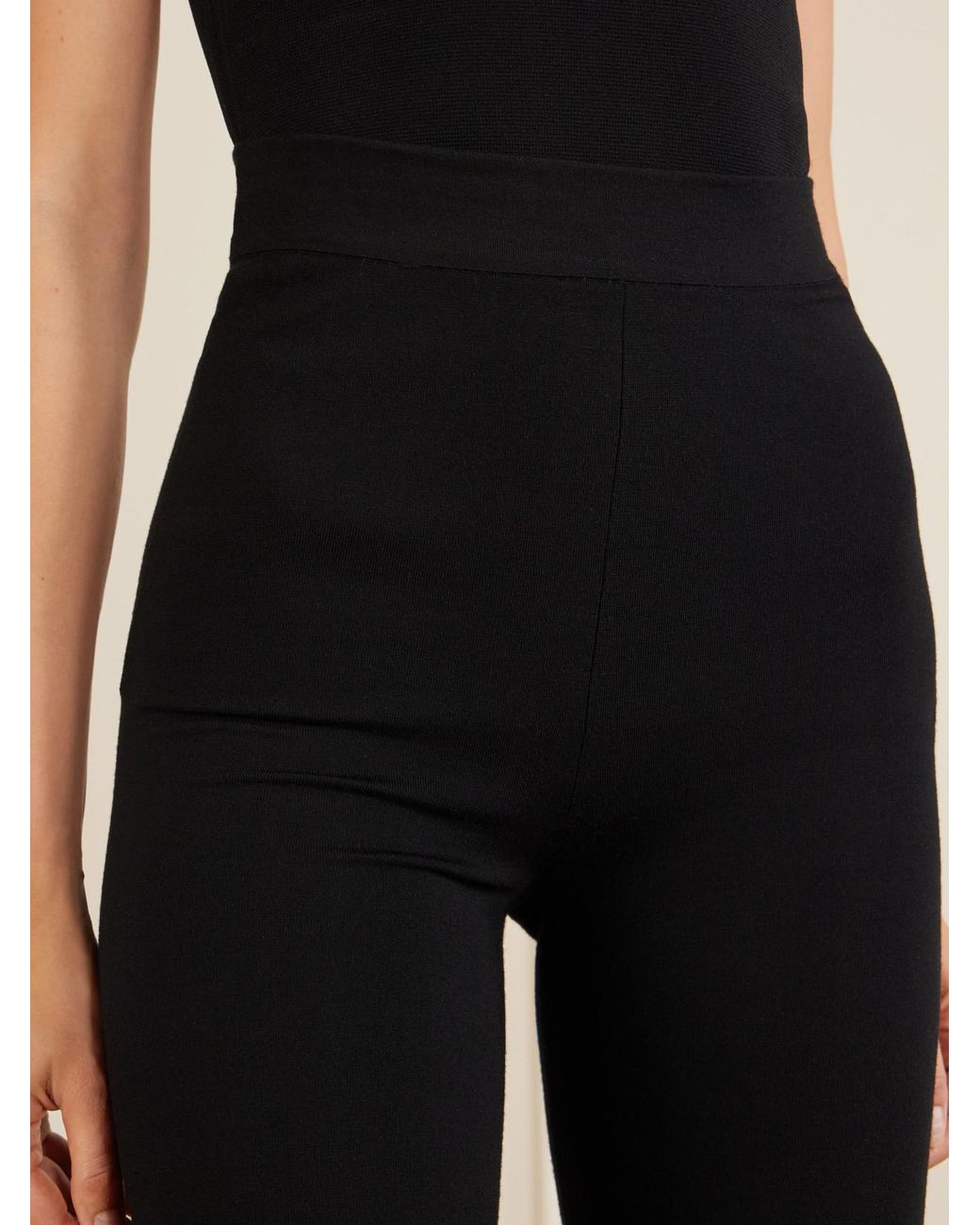 Alaïa Black High-Rise Wool-Blend Leggings