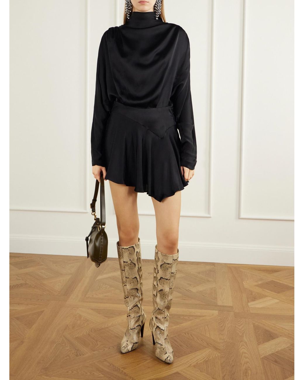 Isabel Marant White Jany 100 Snake-Effect Leather Knee Boots