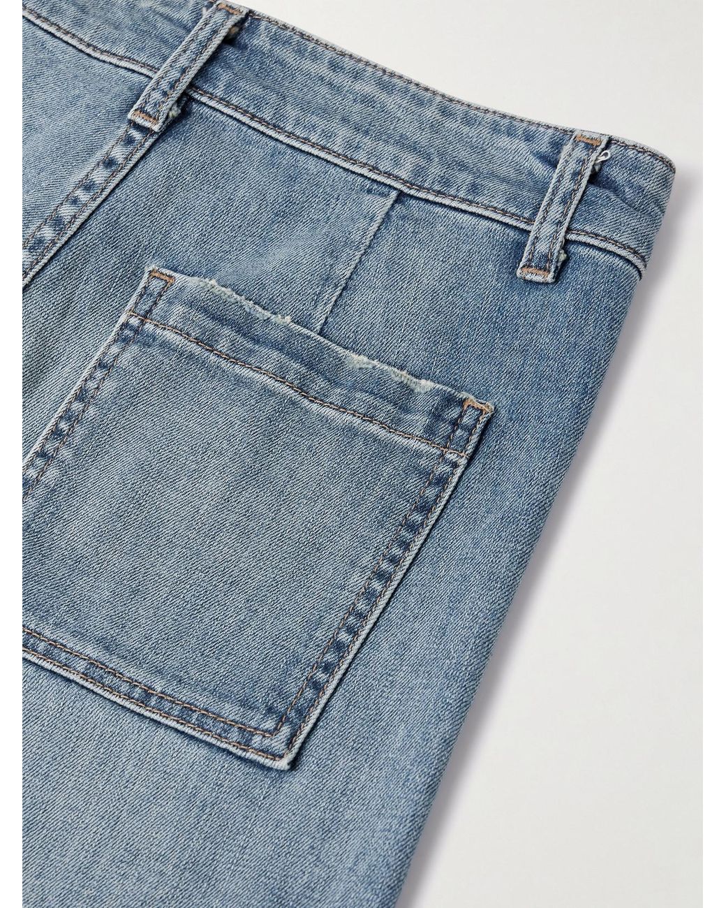 Nili Lotan Blue Megan Distressed High-Rise Wide-Leg Jeans