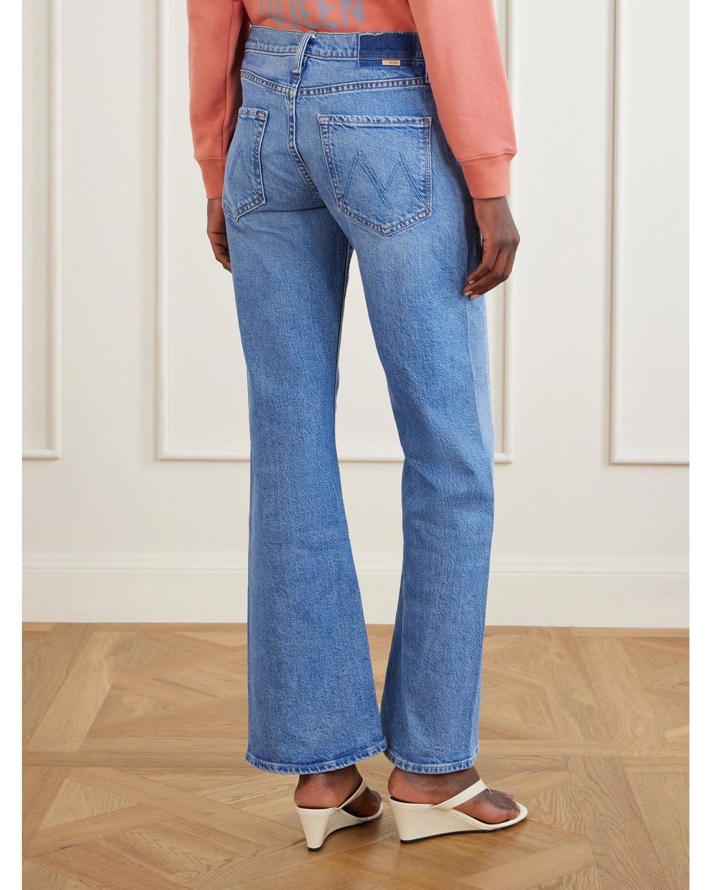 Mother Blue The Bookie Twist Skimp Mid-Rise Flared Jeans