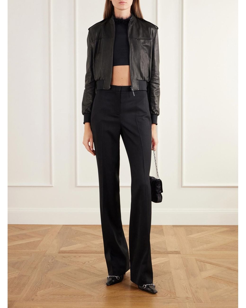 Gucci Blue Feather-Trimmed Cropped Stretch-Jersey Top