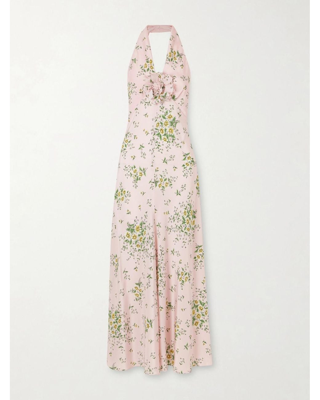 Rodarte Natural Floral-Print Silk-Crepe Midi Dress
