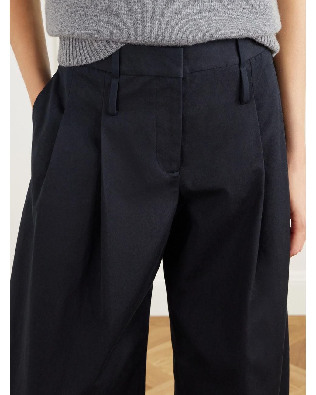 Brandon Maxwell Blue The Dean Cotton-Canvas Barrel-Leg Pants
