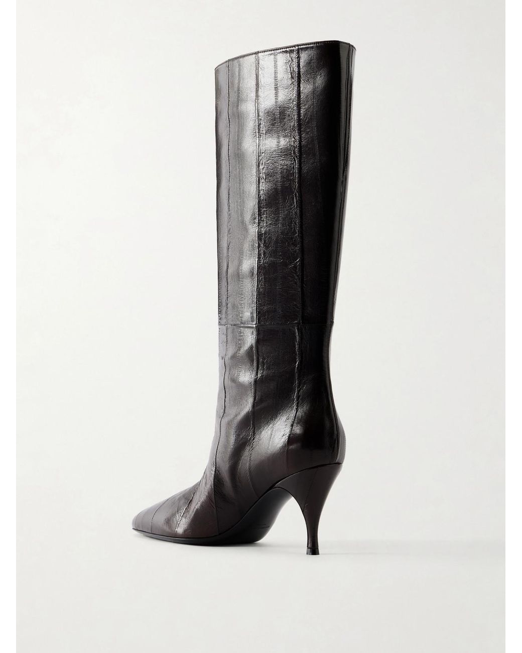 Herbert Levine Black Silhouette 80 Textured-Leather Knee Boots