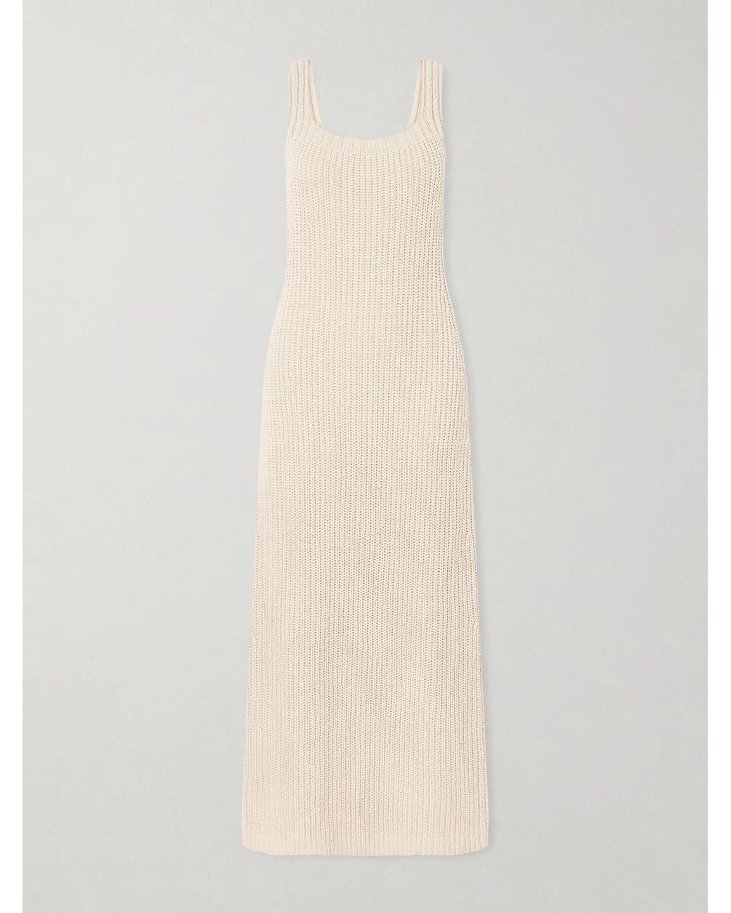 Khaite White Lex Crocheted Silk And Cotton-Blend Midi Dress