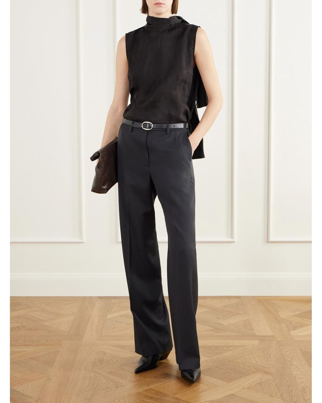 Our Legacy Black Virtous Scarf-Detailed Draped Crepe Top