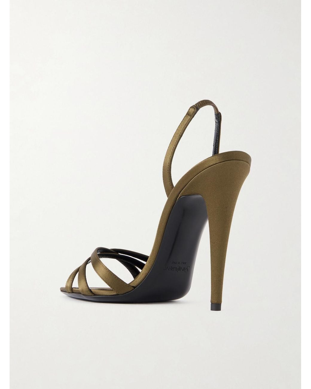 Saint Laurent Metallic Satin Kate Sandals 110