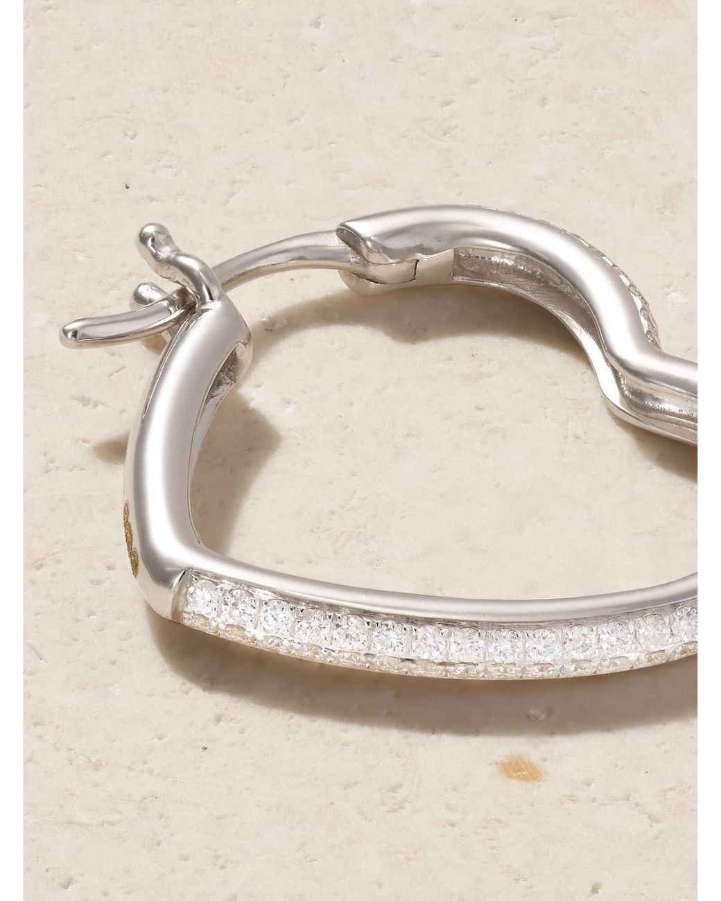 Yvonne Léon Natural Créole Coeur 18-Karat Diamond Single Hoop Earring