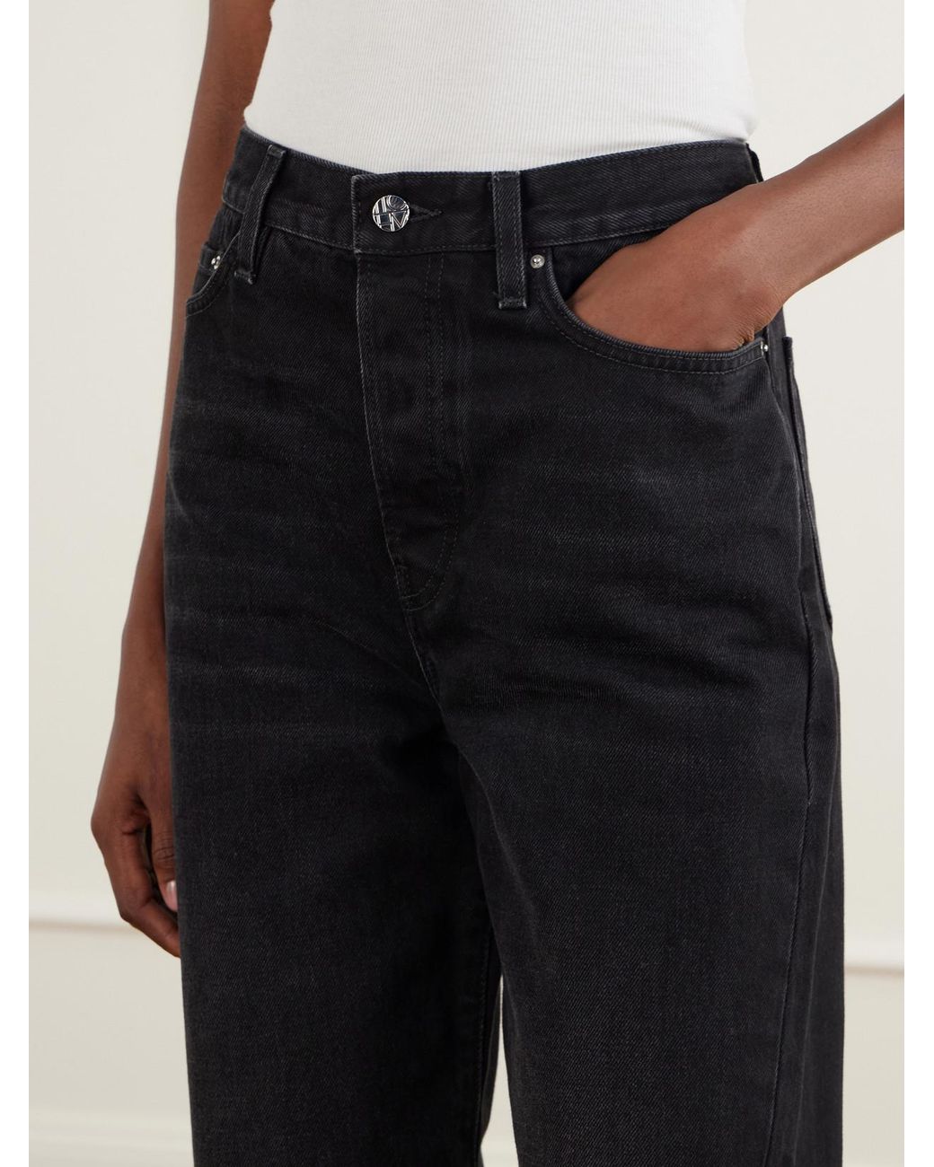 Totême  Blue Twisted Seam Mid-Rise Straight-Leg Jeans