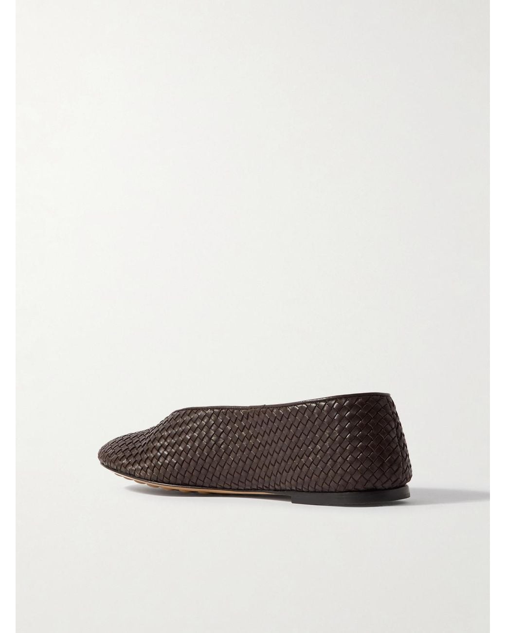 Bottega Veneta Brown Rosa Intrecciato Leather Ballet Flats