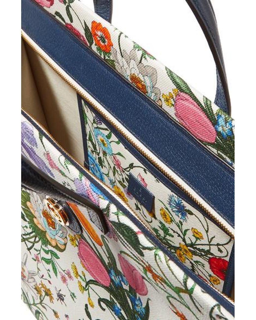 Gucci Handtasche mit Blumen-Print in Weiß | Lyst DE