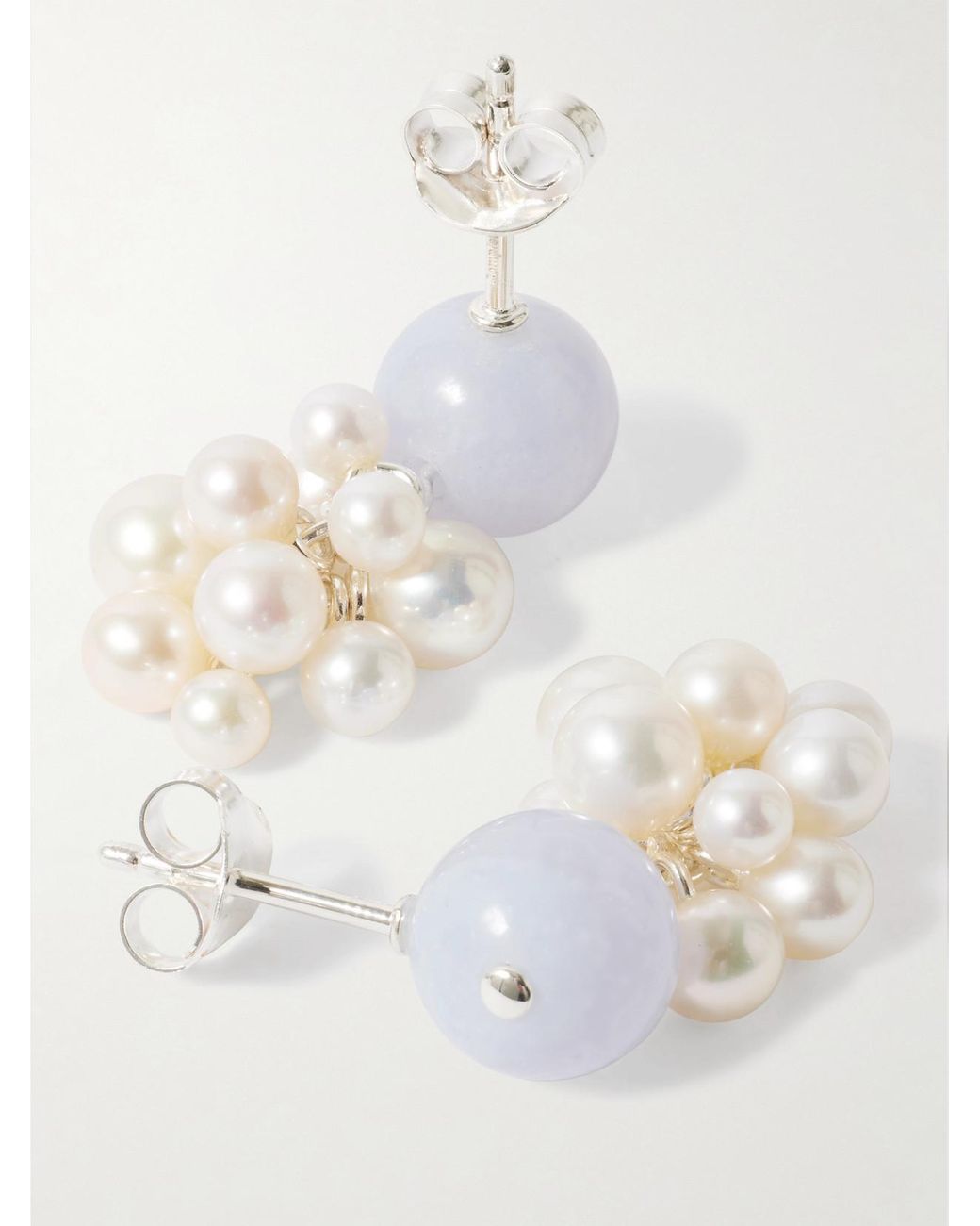 COMPLETEDWORKS White Till The Stars Wane Recycled, Agate And Pearl Earrings