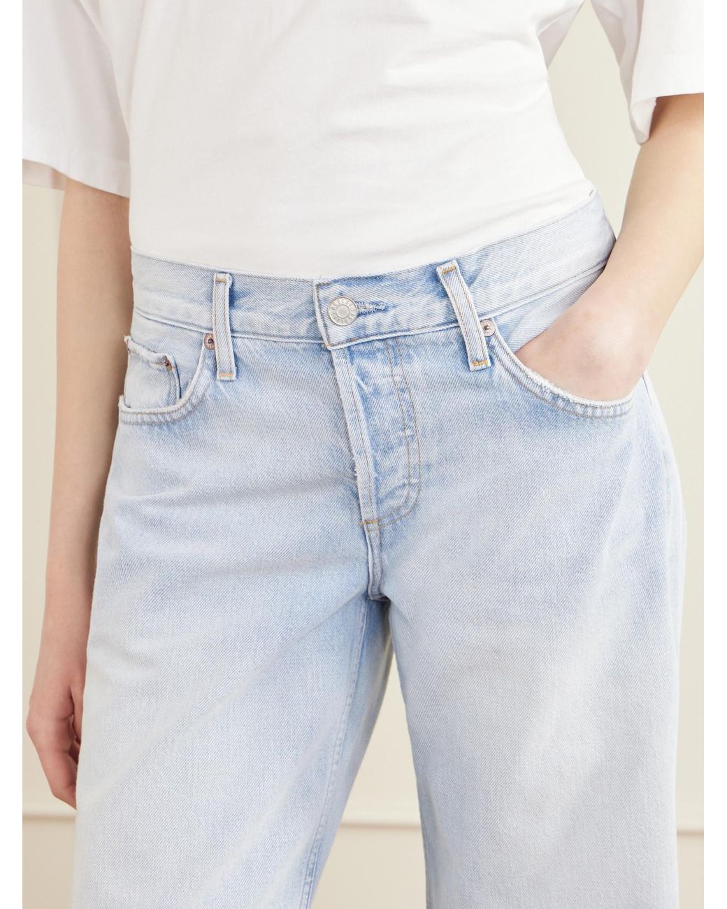 Agolde Blue Low Rise Loose Organic Flared Jeans