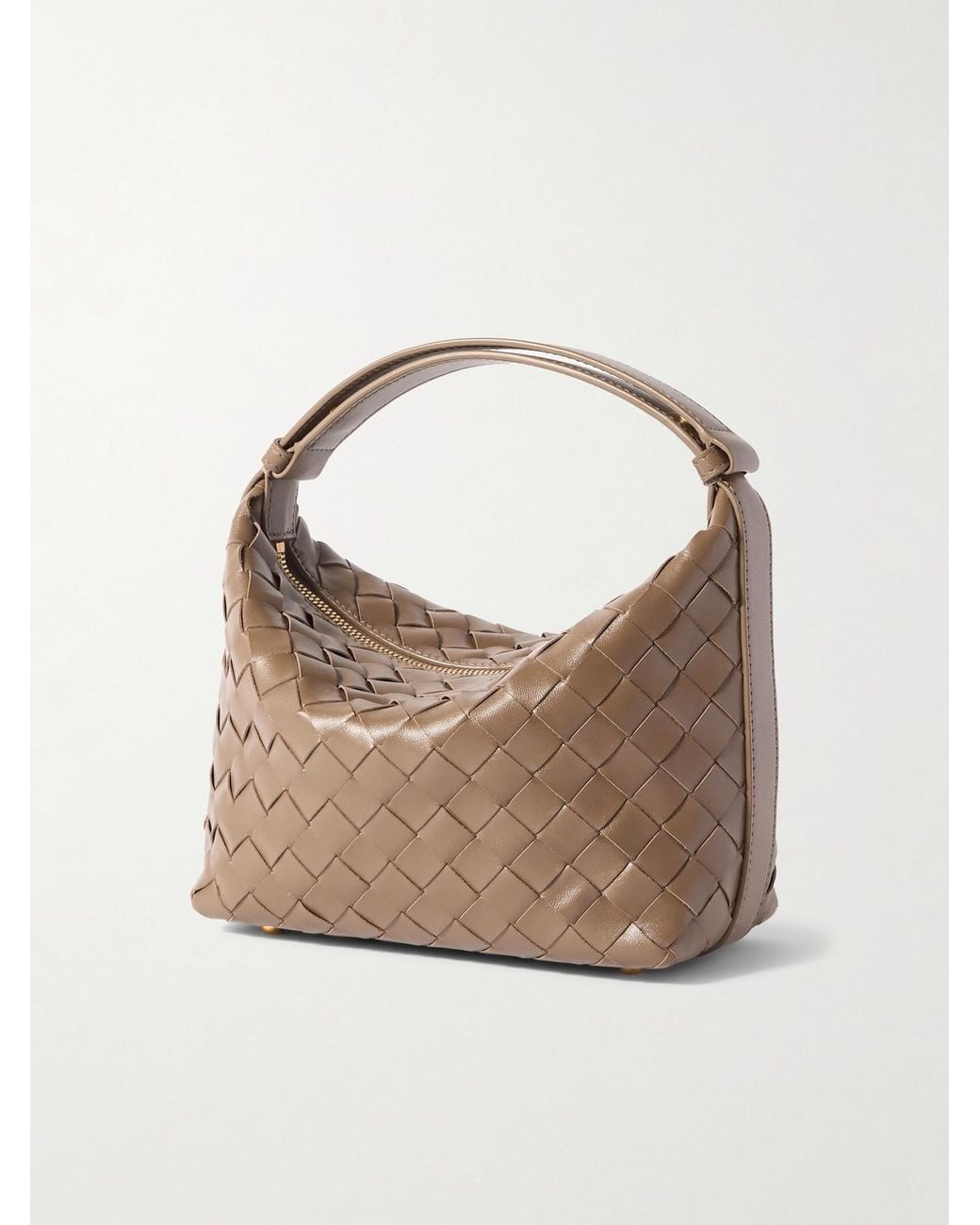 Bottega Veneta Natural Wallace Mini Intrecciato Leather Shoulder Bag