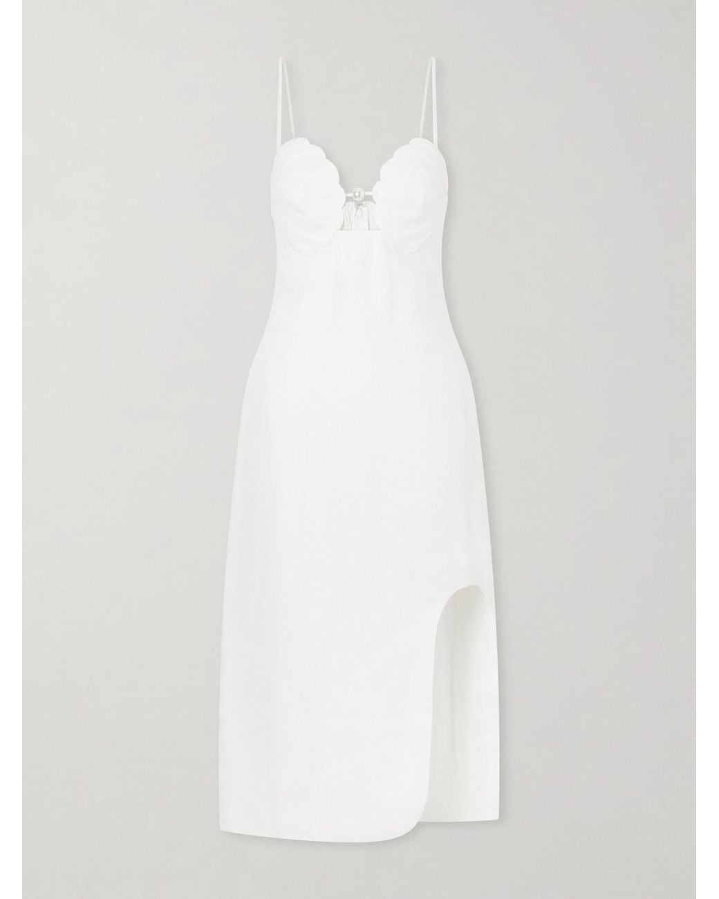 Farm Rio White Linen Midi Dress
