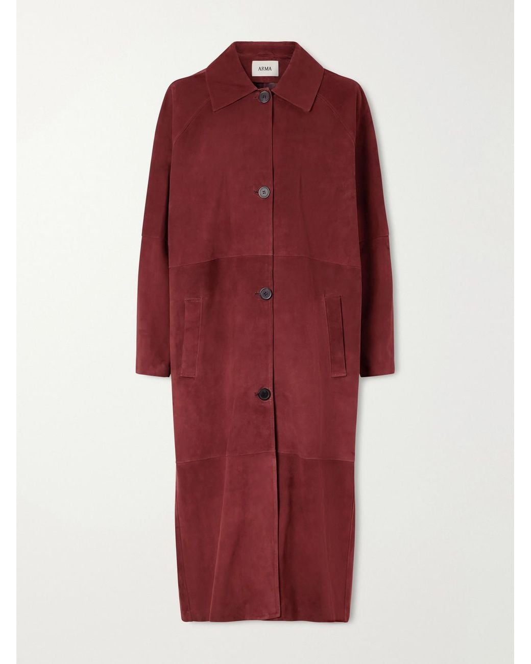 Arma Red Judy Oversized Suede Coat