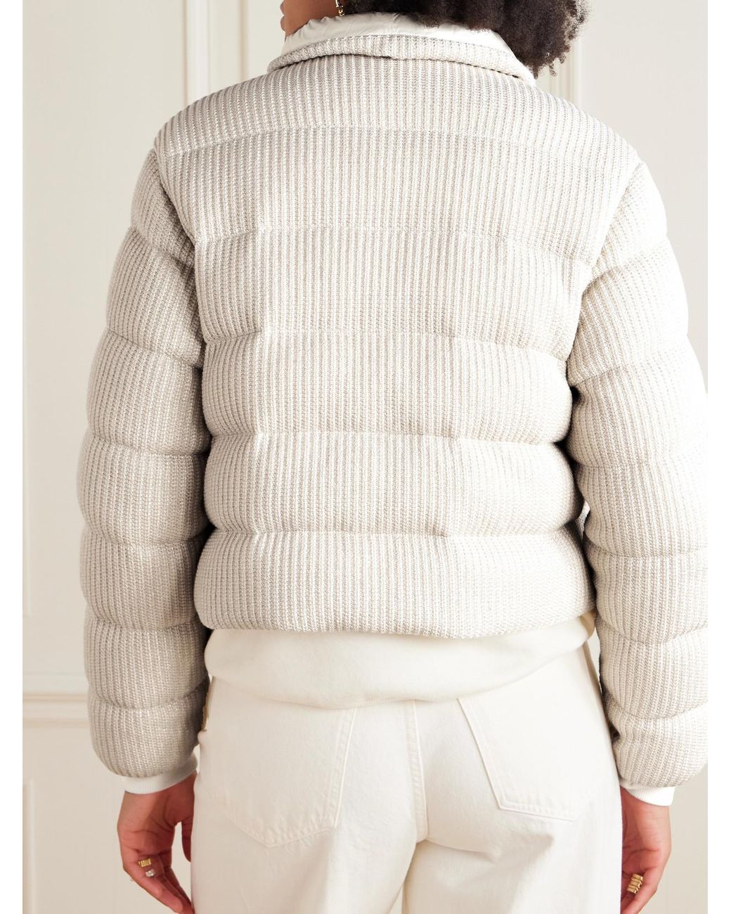 Moncler Natural Thoiry Quilted Ribbed Metallic Cotton Down Jacket