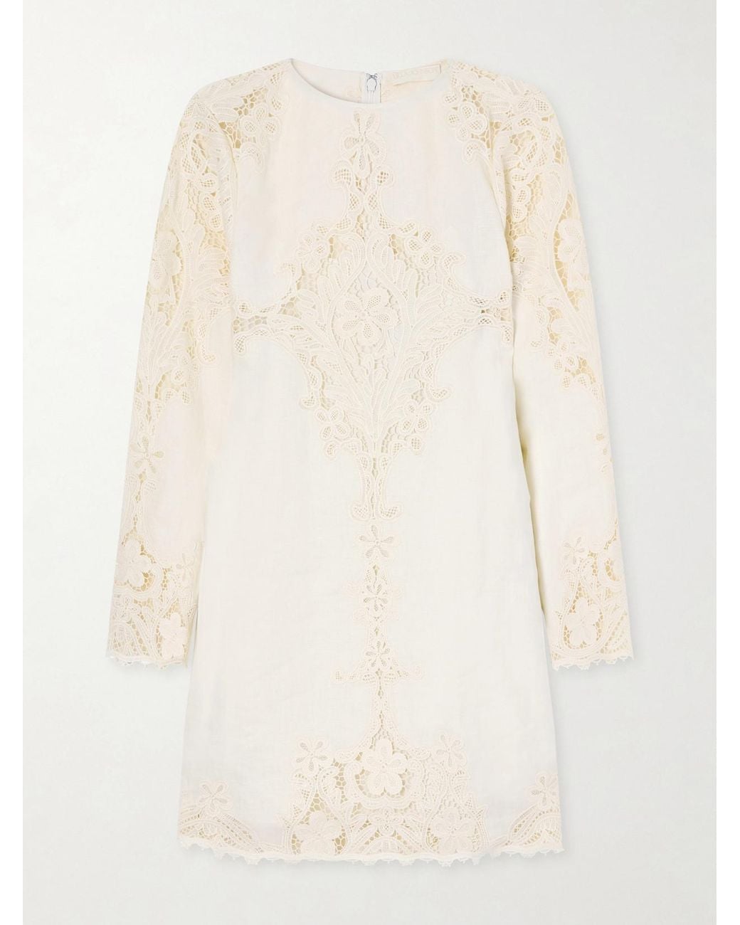 Ulla Johnson Natural Broderie Anglaise-Trimmed Linen Mini Dress