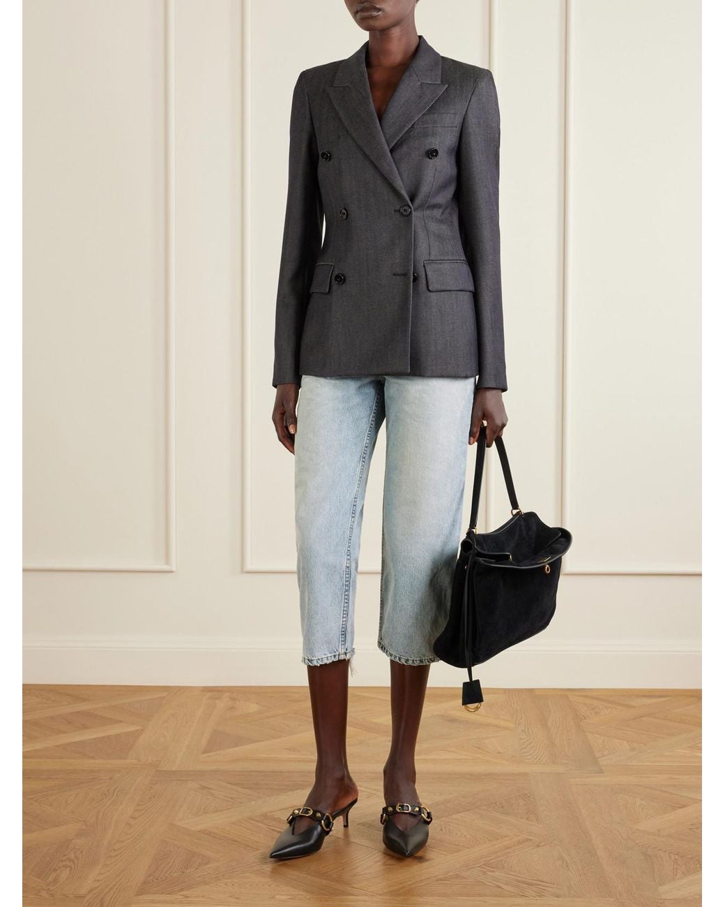 Balenciaga Blue Jackie Mid-Rise Straight-Leg Capri Jeans