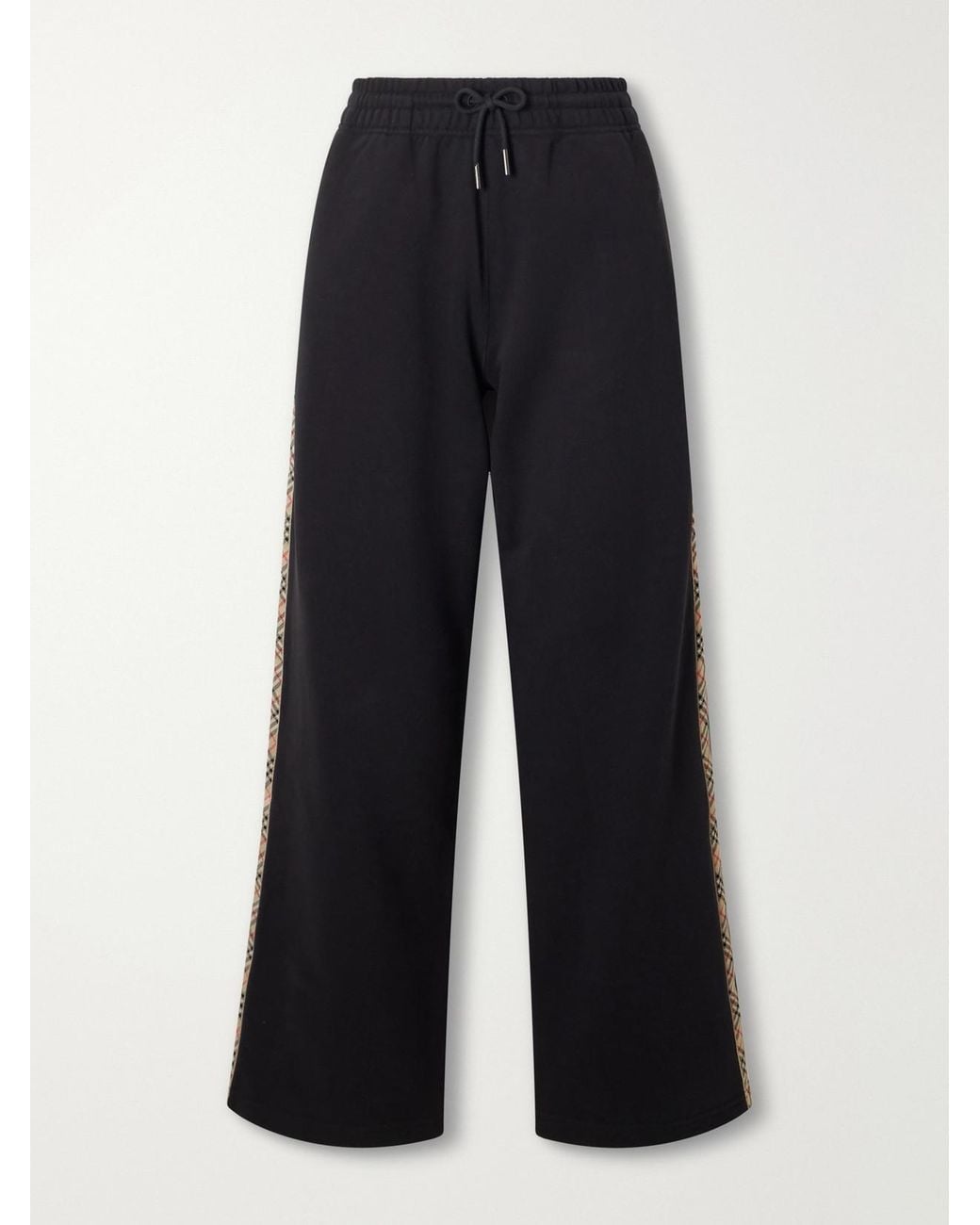 Burberry Blue Jodie Checked Cotton-Jersey Straight-Leg Track Pants