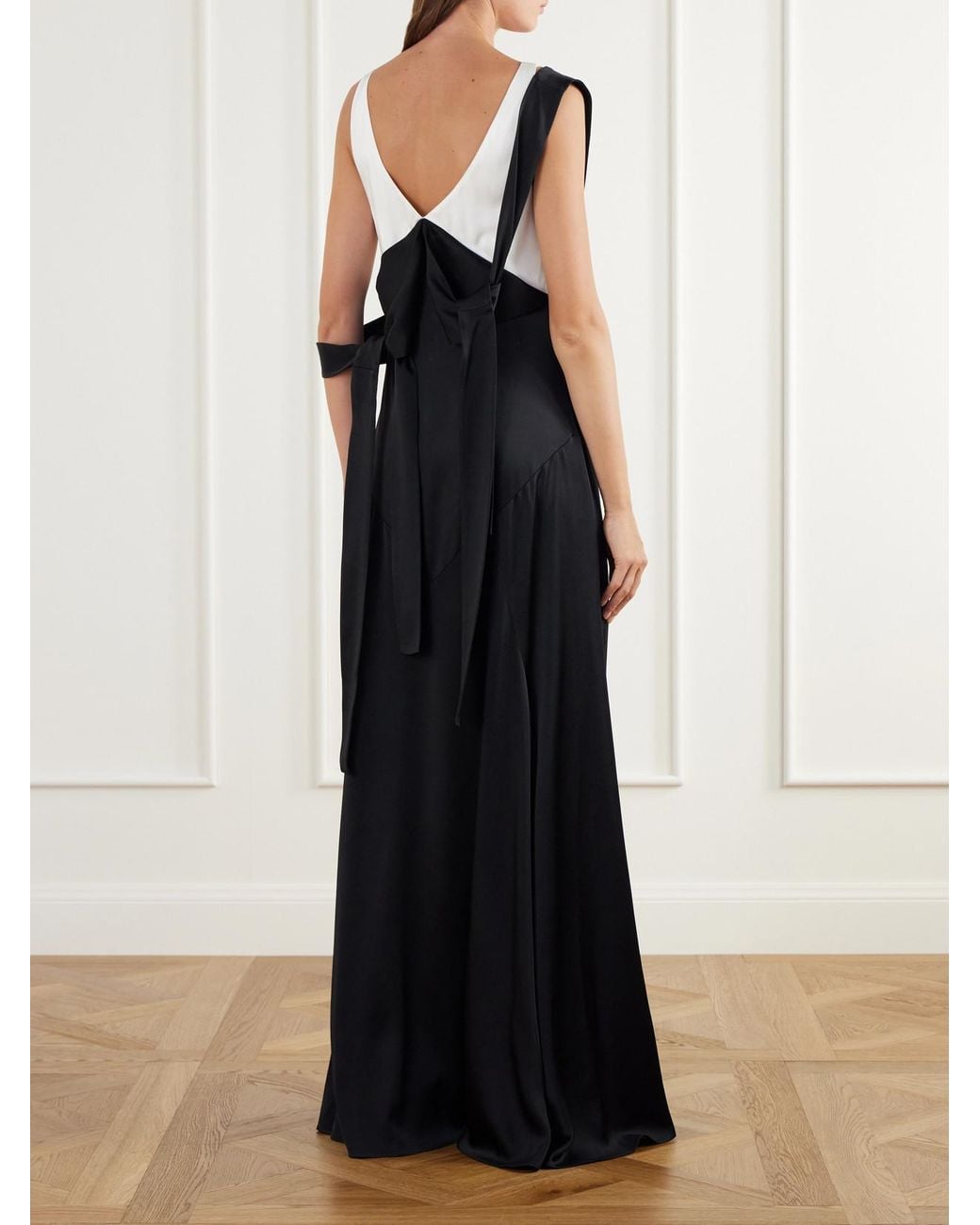 Stella McCartney Blue Two-Tone Tie-Detailed Satin Gown