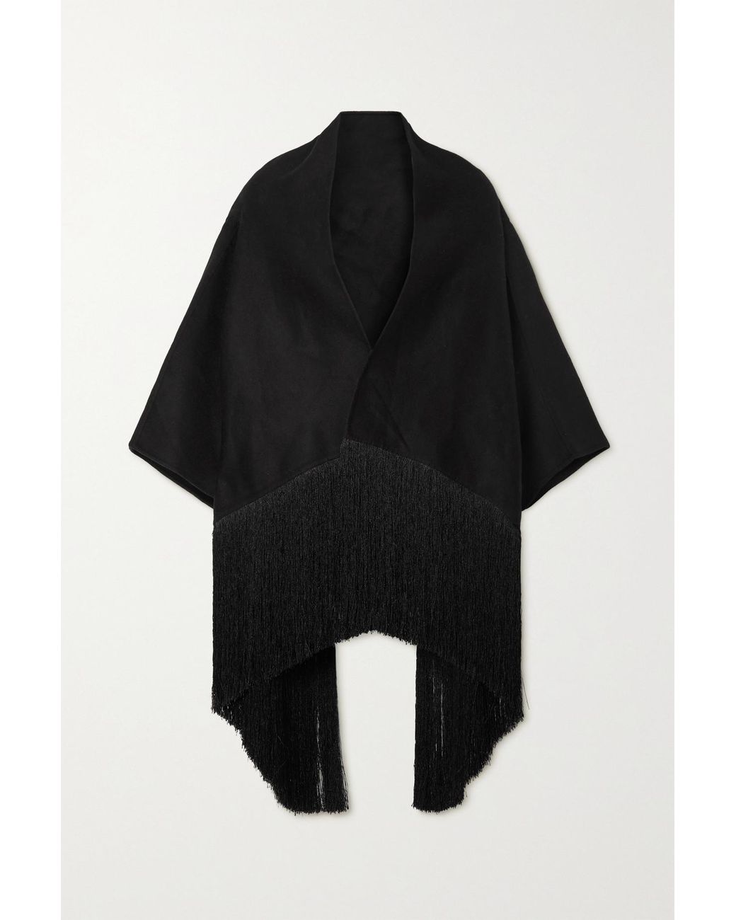 draped fringed wool blend jacket