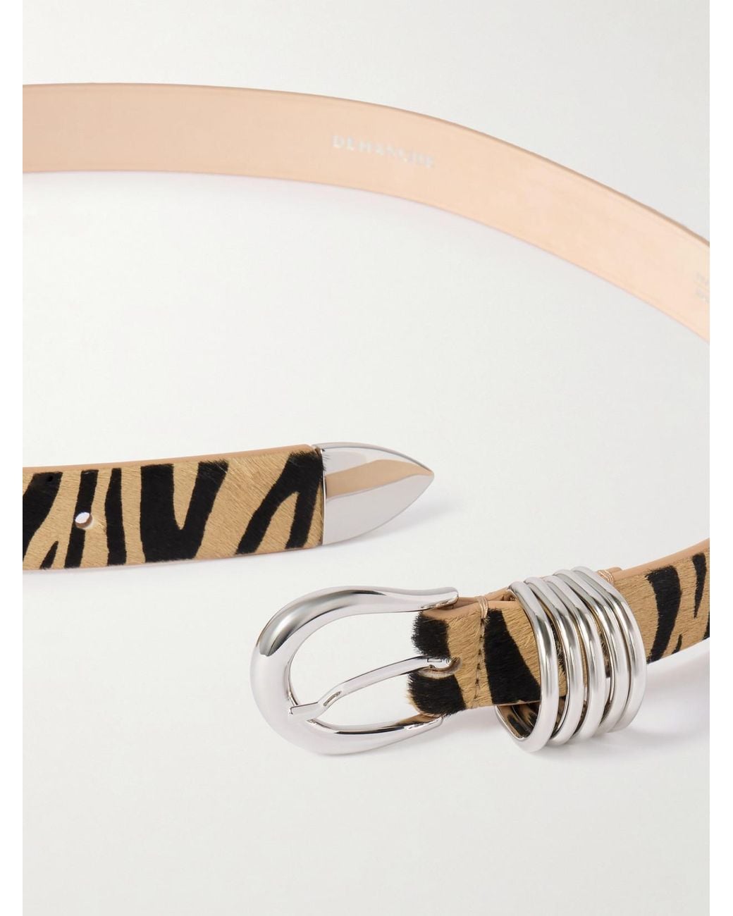 DEHANCHE Metallic Hollyhock Zebra-Print Calf Hair Belt