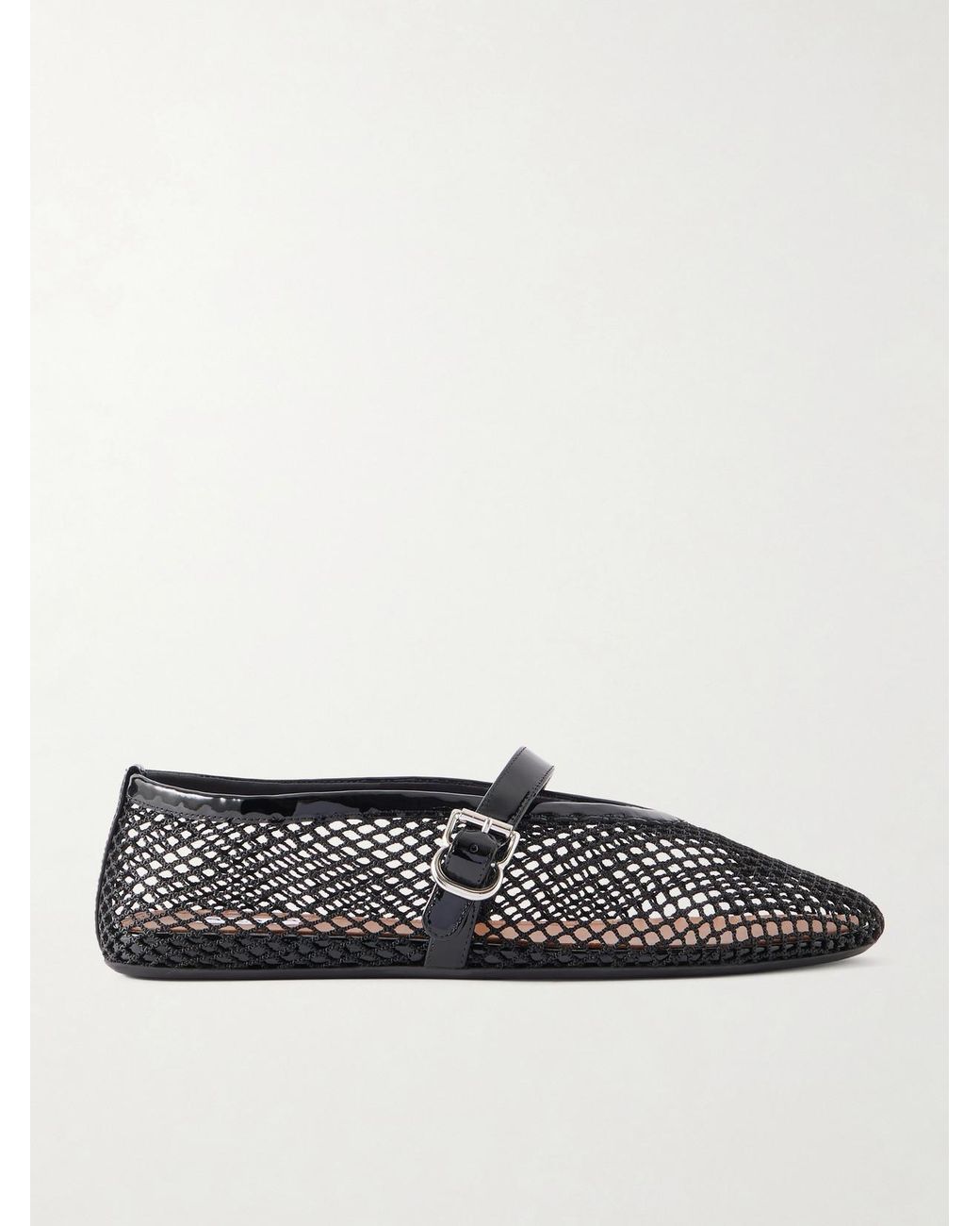 Alaïa Black Patent Leather-Trimmed Mesh And Rubber Ballet Flats