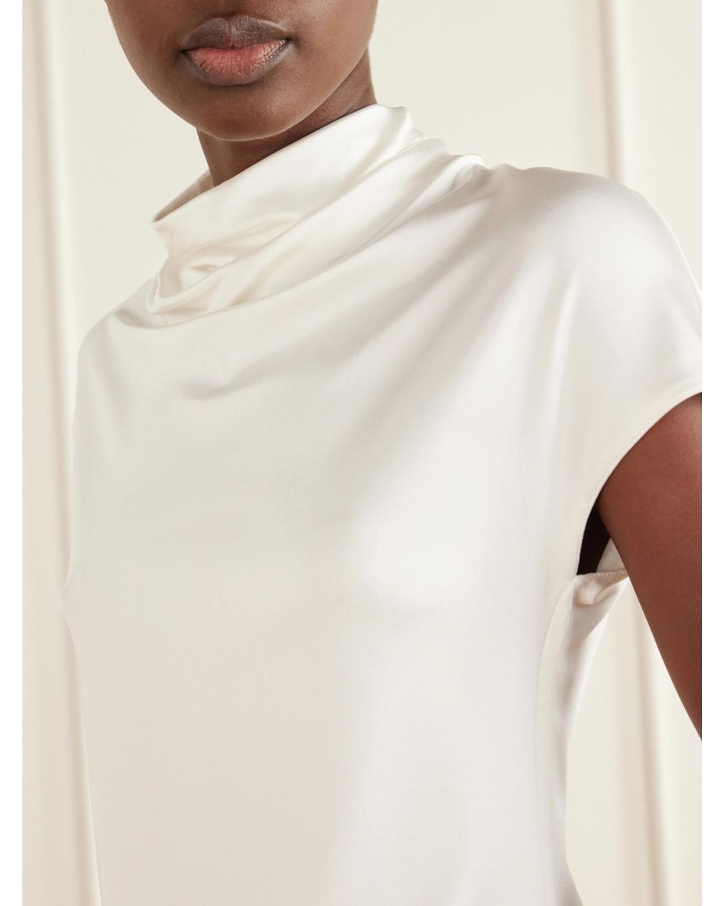 Another Tomorrow White Draped Jersey Top