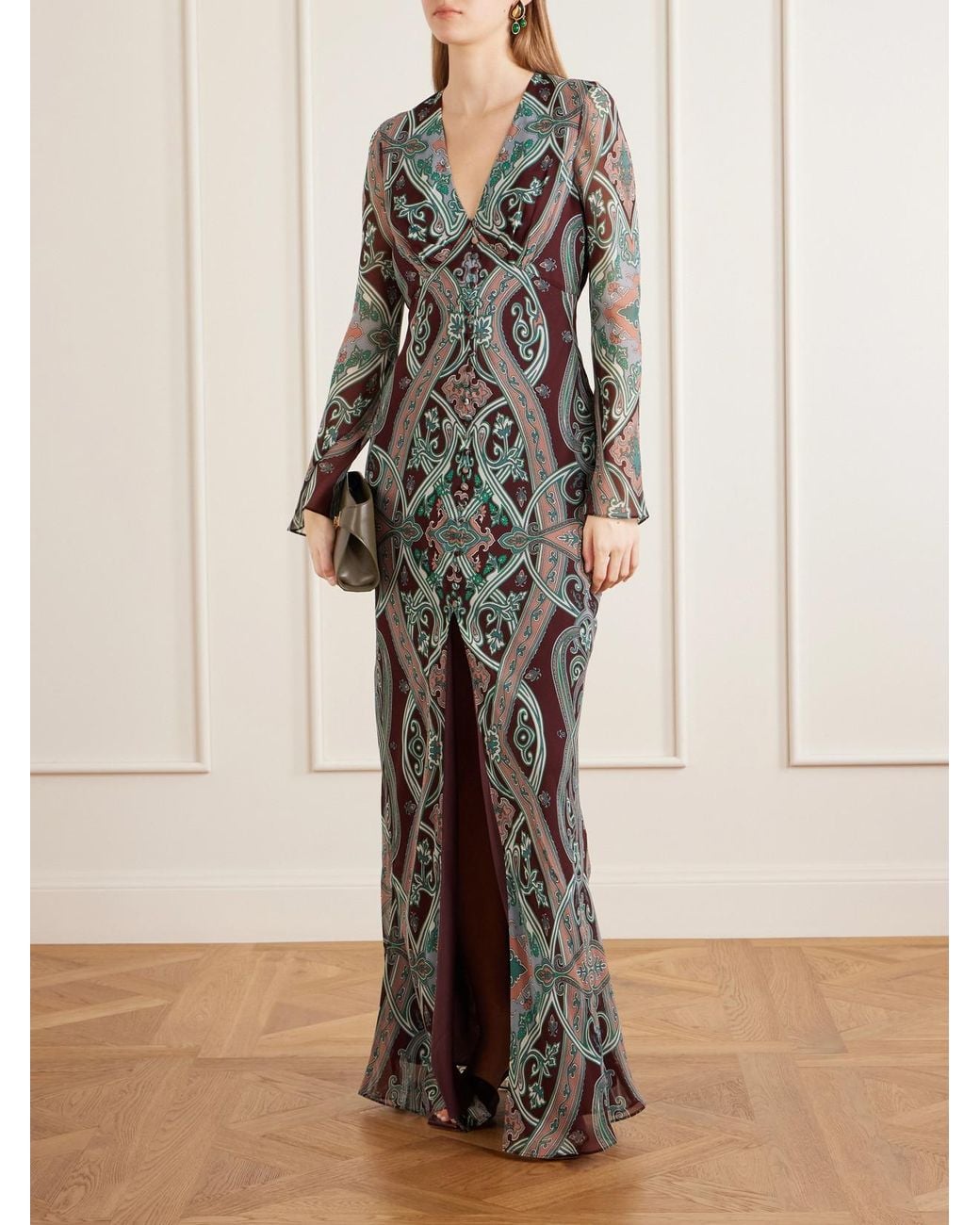 Veronica Beard Multicolor Daciana Printed Silk-Georgette Maxi-Dress