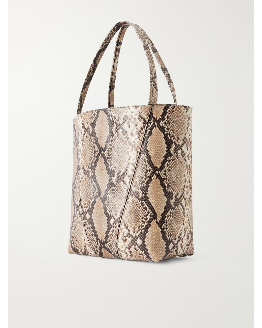 Chloé Natural Spin Embellished Snake-Effect Leather Tote Bag