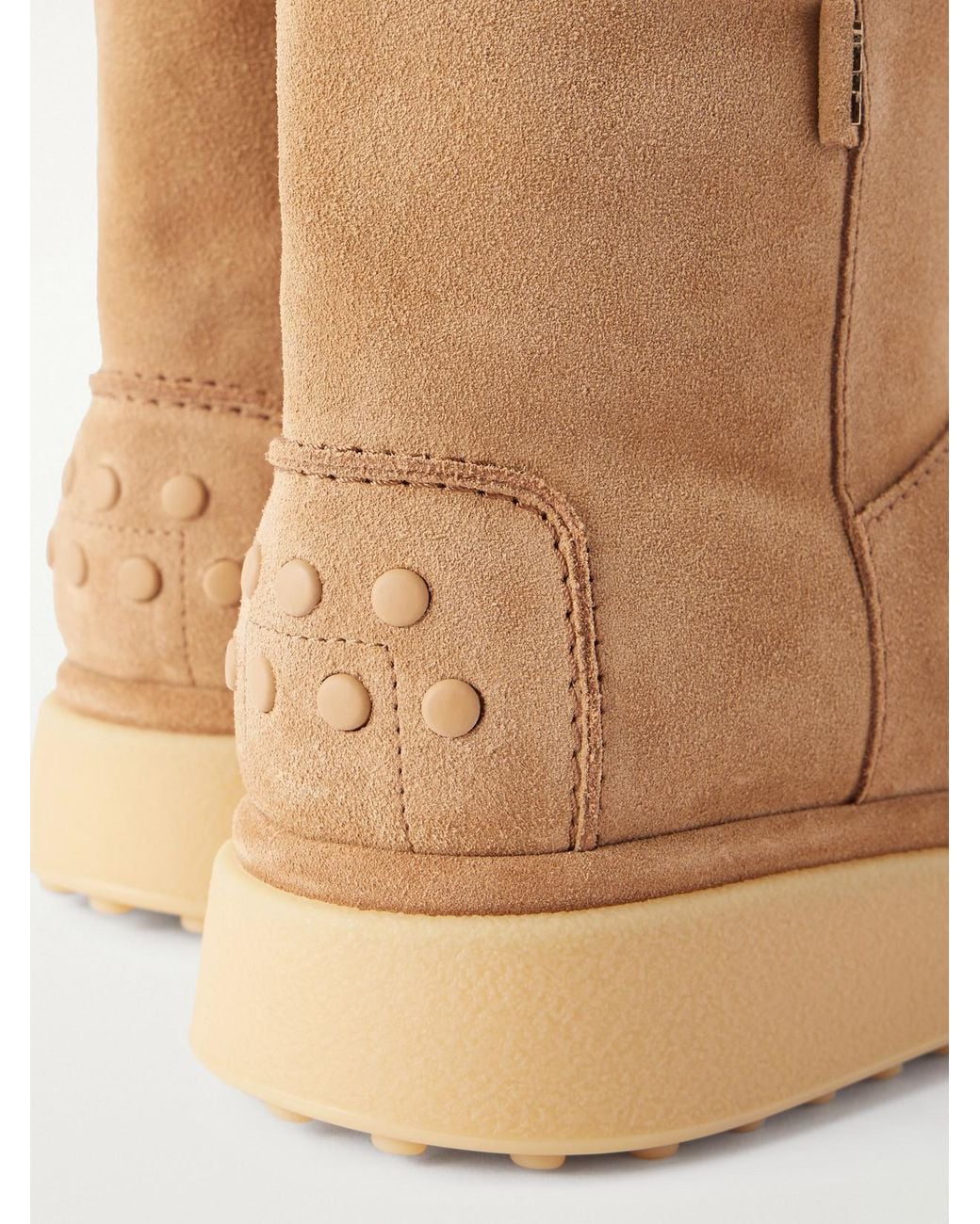 Tod's Natural Gomma 30 Shearling-Lined Suede Ankle Boots