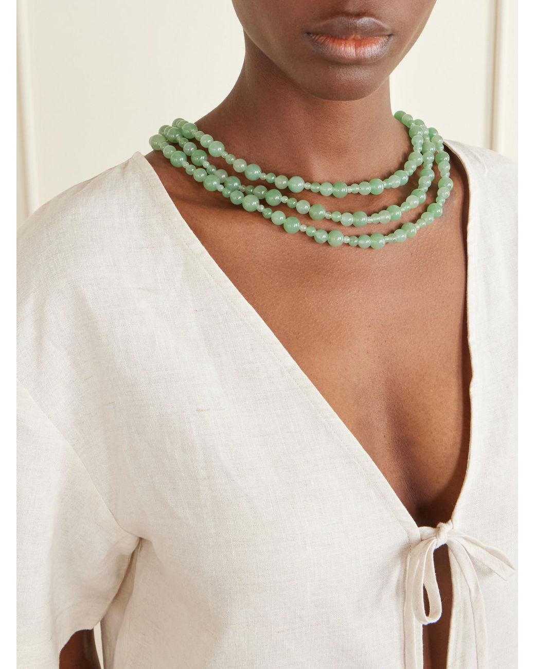 Staud Natural Ava Linen Blouse